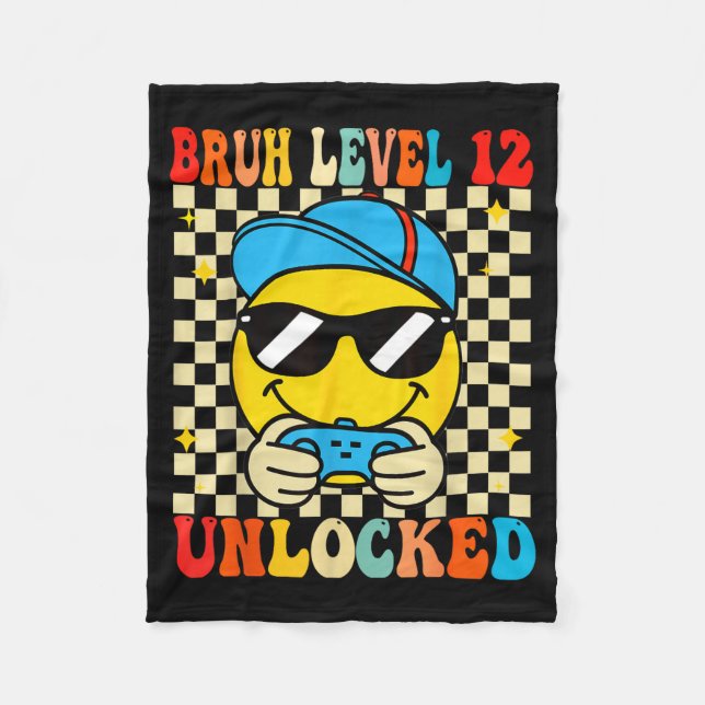 Cobertor De Velo Bruh Level 12 Unlocked Smile Face Video Gamer 12th (Frente)