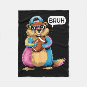 Cobertor De Velo Bruh Marmota Segurando Dia de Jogo de Futebol Engr
