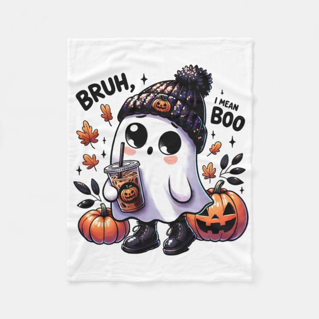 Cobertor De Velo Bruh, quero dizer Boo Engraçado Fantasma Jack O Ca (Frente)