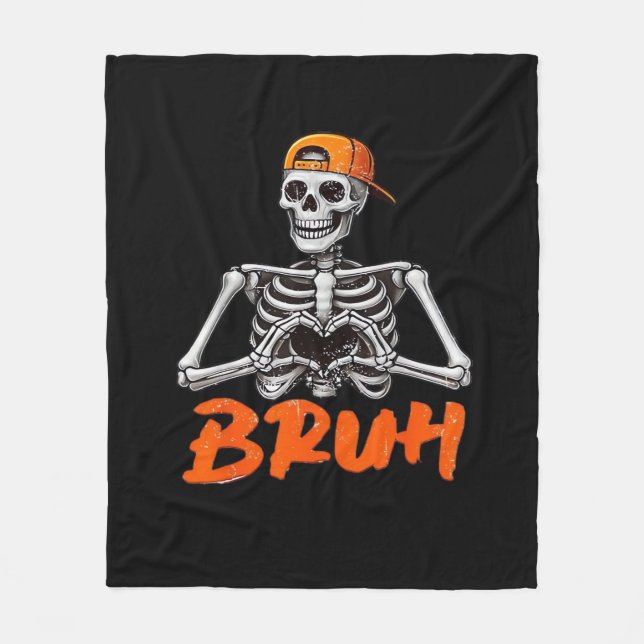 Cobertor De Velo Bruh Skeleton Halloween Men Cl (Frente)
