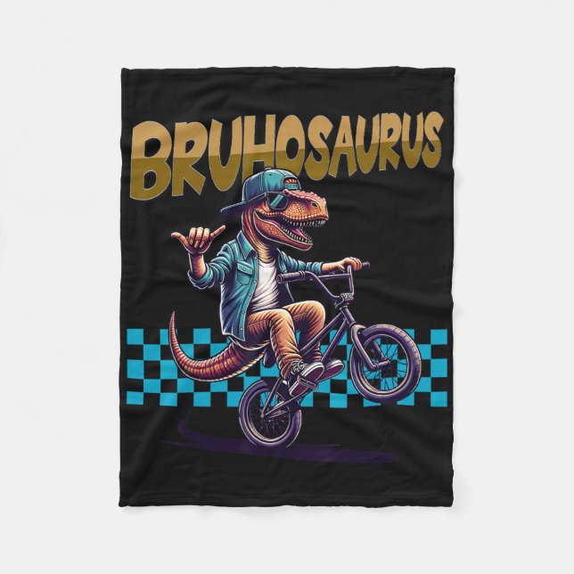 Cobertor De Velo Bruhosaurus T-rex Dinossauro Andando de Bicicleta  (Frente)