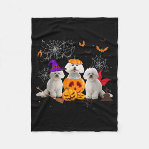 Cobertor De Velo Bruxa Abóbora Engraçada Bichon Frise Cachorro Hall