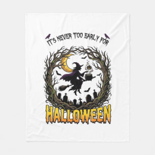 Cobertor De Velo Bruxa de Halloween Caldeirão Lua Cemitério Árvore 