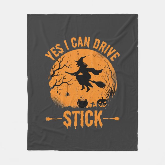 Cobertor De Velo Bruxa de Halloween Drive Stick Gráfico_1 (Frente)