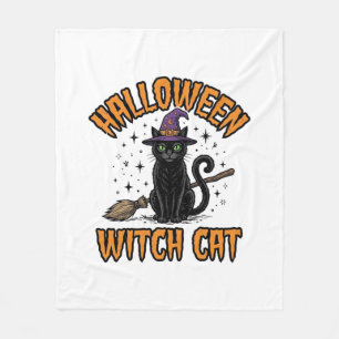 Cobertor De Velo Bruxa de Halloween Gato Desenho de Gravura Vintage