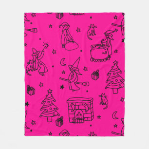 Cobertor De Velo bruxa de natal de epifania rosa-rosa