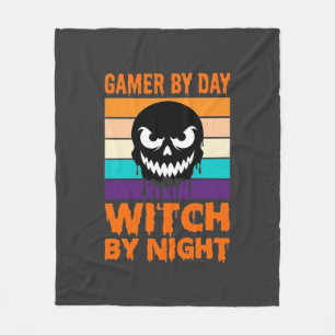 Cobertor De Velo Bruxa Gamer Halloween Crânio Retro