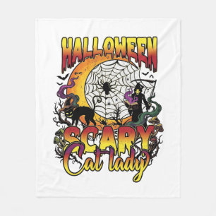 Cobertor De Velo Bruxa Gato Assustador Halloween Ceifador Lua Magia