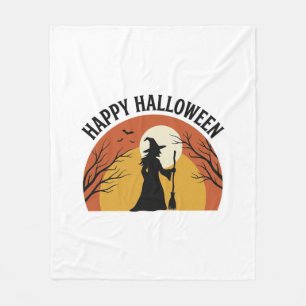 Cobertor De Velo Bruxa Vintage Feliz Roupa de Halloween Design_1