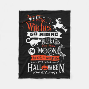 Cobertor De Velo Bruxas Gatos Pretos E Lua Halloween