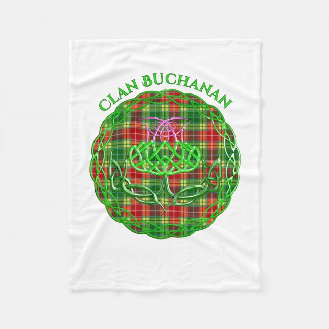 Cobertor De Velo Buchanan Scottish Tartan Celtic Thistle (Frente)