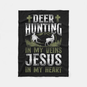 Cobertor De Velo Buck Deer Hunter Jesus Faith Vintage Deer