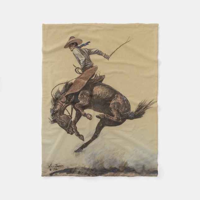 Cobertor De Velo "Bucking Horse" Arte Ocidental de Will James (Frente)