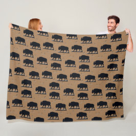 Cobertor De Velo Buffalo Bison Silhouette Grassland Pattern