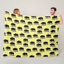 Cobertor De Velo Buffalo Bison Silhouette Grassland Pattern