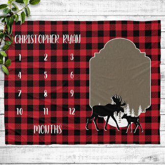Cobertor De Velo Buffalo Check Lumberjack Baby Milestone