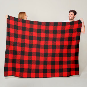 Cobertor De Velo Buffalo Check Red and Black Lumberjack Xadrez Deco