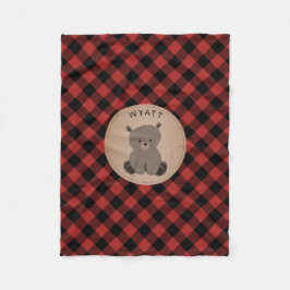 Cobertor De Velo Buffalo Xadrez Bear Kids Fleece Blanket
