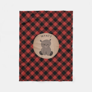 Cobertor De Velo Buffalo Xadrez Bear Kids Fleece Blanket