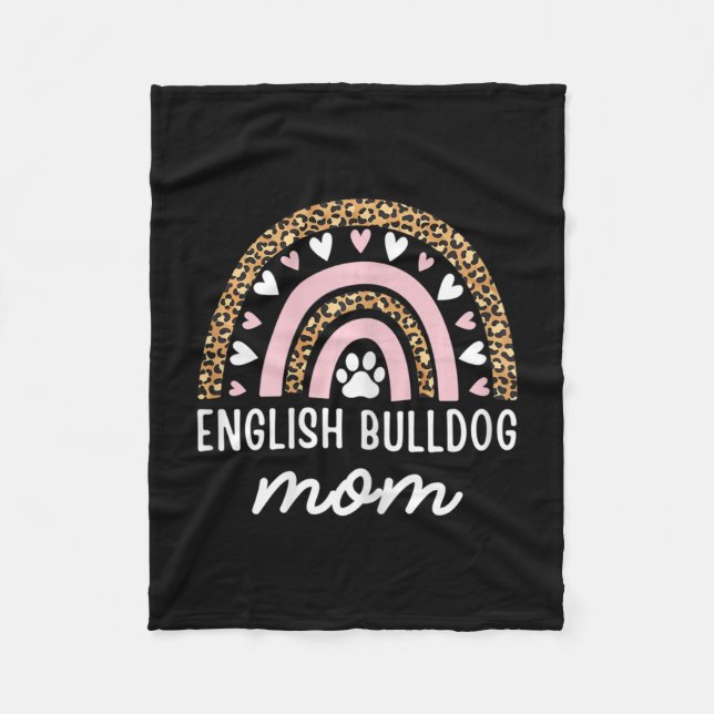 Cobertor De Velo Buldogue Mãe Mama Rainbow Leopard Dia de as mães B (Frente)