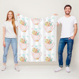 Cobertor De Velo Bule rosa com flores e borboletas Padrão