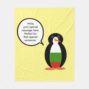 Cobertor De Velo Búlgara falando Sra. Penguin Personalizada