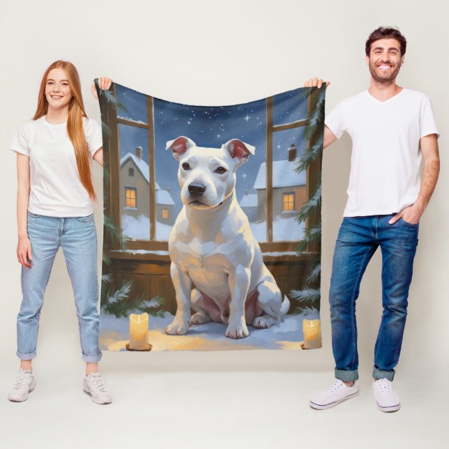 Cobertor De Velo Bull Terrier com Luzes de Natal Feriado (In Situ)