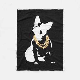 Cobertor De Velo Bulldog Com Colar De Ouro 