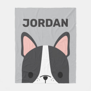 Cobertor De Velo Bulldog Francês Bonito com Nome Personalizado