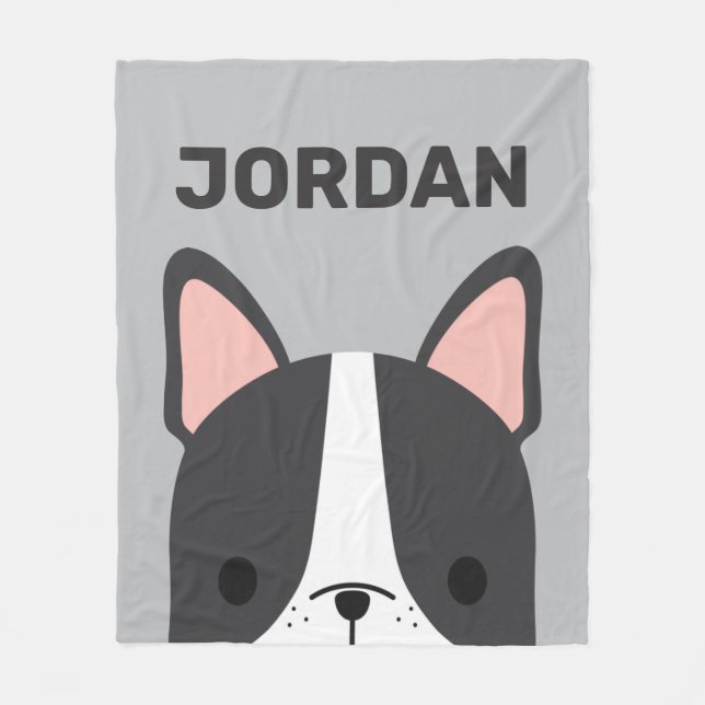 Cobertor De Velo Bulldog Francês Bonito com Nome Personalizado (Frente)