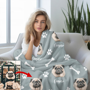 Cobertor De Velo Bulldog Francês, Cinza Pet Personalizado