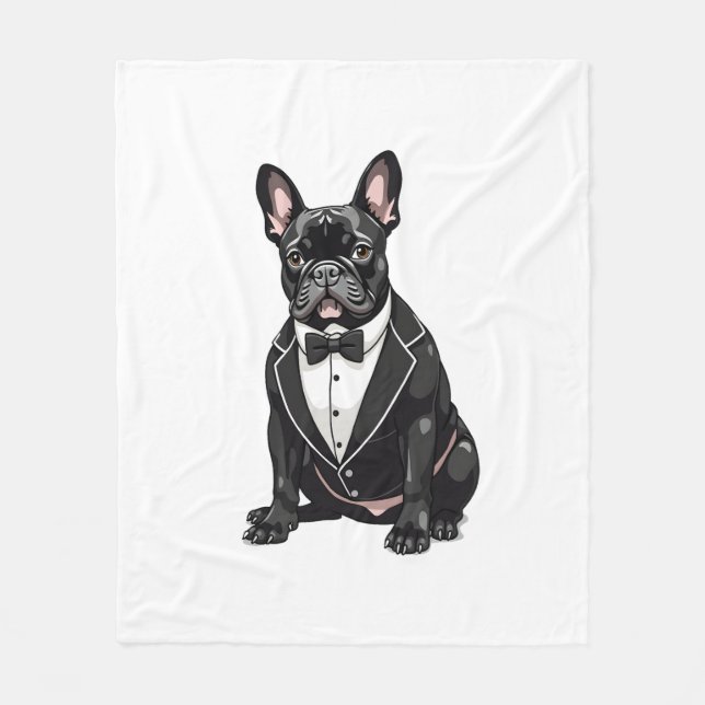 Cobertor De Velo Bulldog Francês em Smoking (Frente)