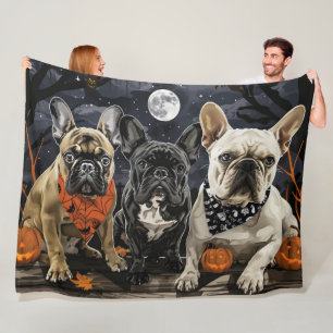 Cobertor De Velo Bulldog francês Halloween Spooky