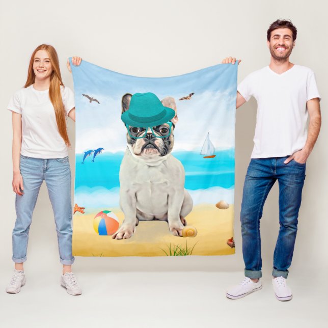 Cobertor De Velo Bulldog Francês na Praia (In Situ)