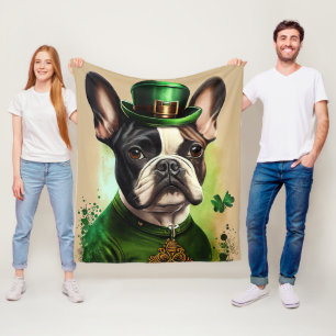 Cobertor De Velo Bulldog Francês vestido para o Dia de São Patrício