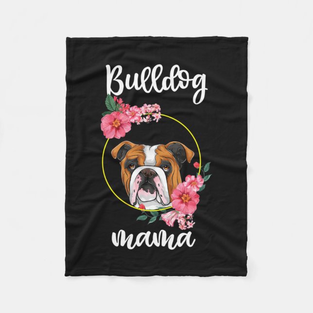 Cobertor De Velo Bulldog Mama Floral (Frente)