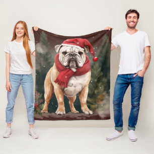 Cobertor De Velo Bulldog na Neve Natal