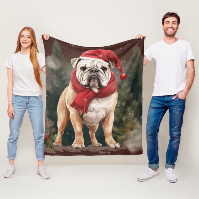 Cobertor De Velo Bulldog na Neve Natal (In Situ)