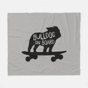 Cobertor De Velo Bulldog no Conselho   Cachorro de skate Silhouette