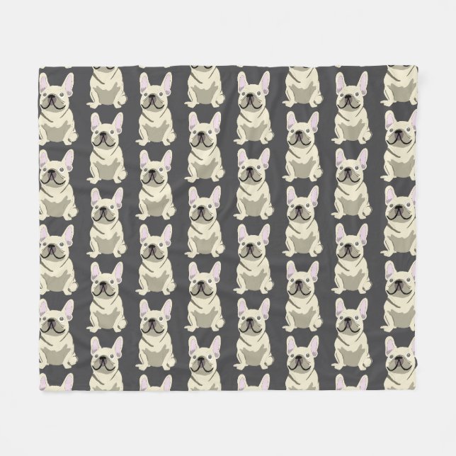 Cobertor De Velo Bulldogue Francês Creme (Frente (Horizontal))