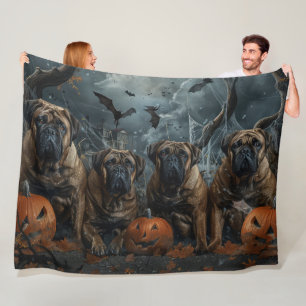 Cobertor De Velo Bullmastiff Halloween Night Doggy Delight