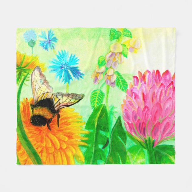 Cobertor De Velo Bumblebee em dandelion (Frente (Horizontal))