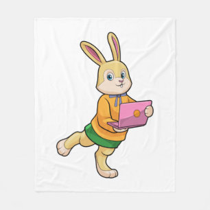 Cobertor De Velo Bunny como Secretário com Laptop