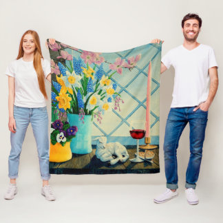 Cobertor De Velo buquê de Primavera, Lamb de Deus/vinho/cartoon