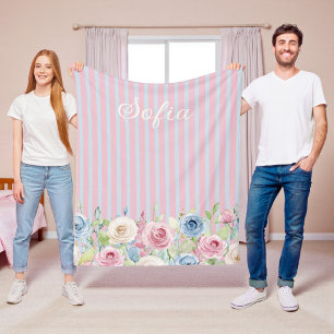 Cobertor De Velo Buquê de Rosas Pastel Personalizado coquette