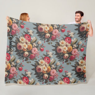 Cobertor De Velo Buquê Floral Vermelho, Rosa, Branco E Amarelo