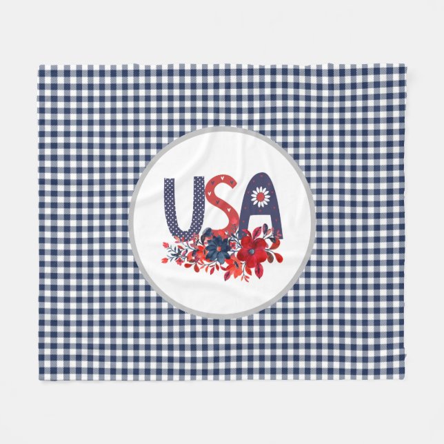 Cobertor De Velo Buquê Patriótico Red White e Blue USA (Frente (Horizontal))