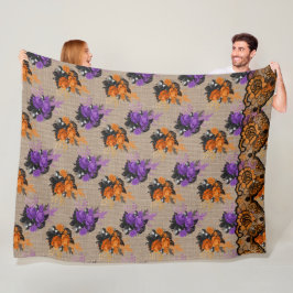 COBERTOR DE VELO BUQUÊS FLORAIS DE ALTA-FEIRA E LARANJA