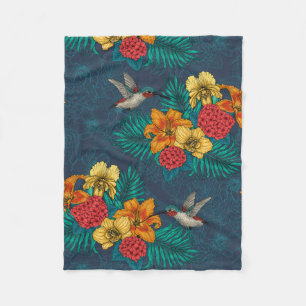 Cobertor De Velo Buquês tropicais e beija-flores