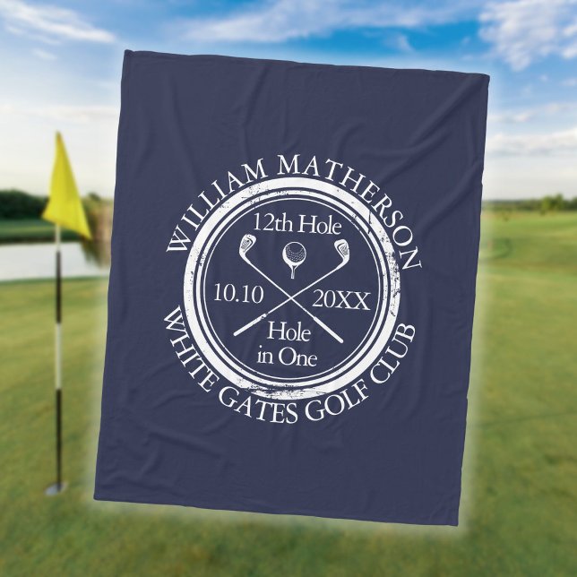 Cobertor De Velo Buraco de Golfe em Um Azul Real Personalizado (Golf Hole in One Royal Blue Personalized Fleece Blanket)